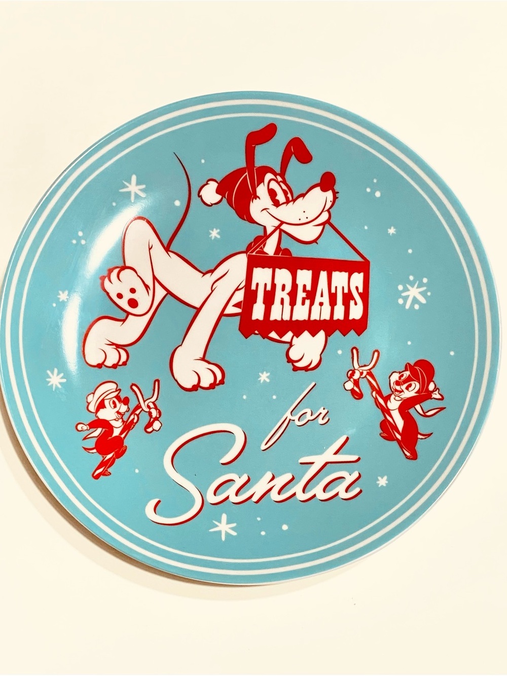 Disney Treats For Santa Christmas Plate 8” Pluto Chip Dale